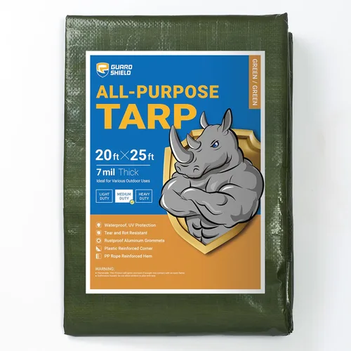 Vista 12 de GUARD SHIELD - Lona negra impermeable de 6 x 6 pies, cubierta de lona de polietileno, de servicio medio y uso general de 7 mil