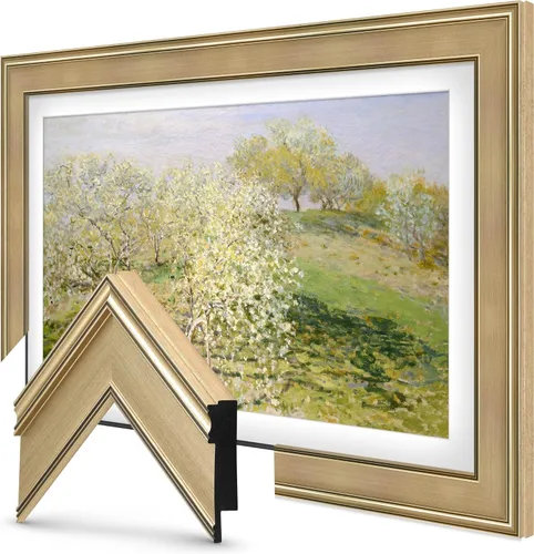 Marco para TV Premiere Deco de 3" con chip de color champán (32", 43", 50", 55", 65", 75", 85") Compatible SOLO con televisores Samsung The Frame y