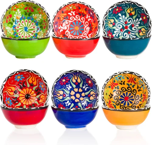 Vista 8 de BCS Juego de 6 cuencos de cerámica pequeños para inmersión, tabla de preparación de cocina y charcutería, plato de salsa de soja, platos decorativos