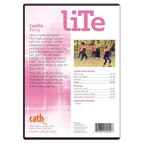 Vista 2 de Cathe Friedrich LITE Cardio Party Low Impact Exercise Aerobics DVD For Women - Put Some Fun Into Your Weight Loss Workout Routine