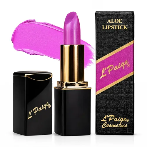 Vista 10 de L'Paige L02 - GRAPE ICE Designer Lipstick Base de aloe vera, de larga duración, hidratante Morado claro con acabado helado iridiscente
