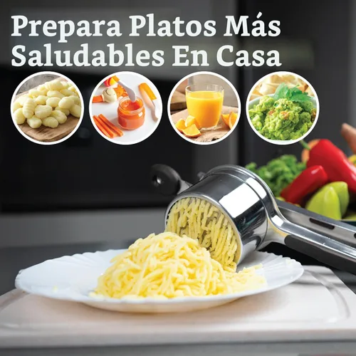 Vista 8 de Pasapurés y prensa para patatas de PriorityChef, hace pure de patatas ligeros y esponjosos a la perfección, 100 % de acero inoxidable.