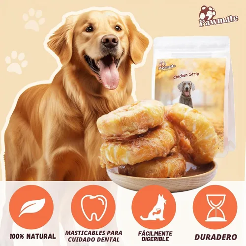 Vista 6 de Pawmate Dog Treats Chicken Wrapped Rawhide Donut Masticables de larga