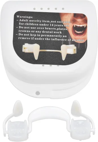Colmillos falsos, dientes de colmillos, colmillos retráctiles de vampiro zombi, soportes de dientes falsos de terror reutilizables, disfraz de