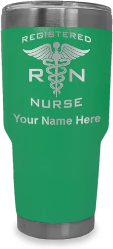 Vista 21 de LaserGram Vaso personalizado de 20 onzas, enfermera registrada RN (negro)