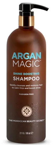 Argan Magic Champú que aumenta el brillo – Limpia y restaura suavemente el cabello para calmar el encrespamiento y aumentar el brillo | Sin
