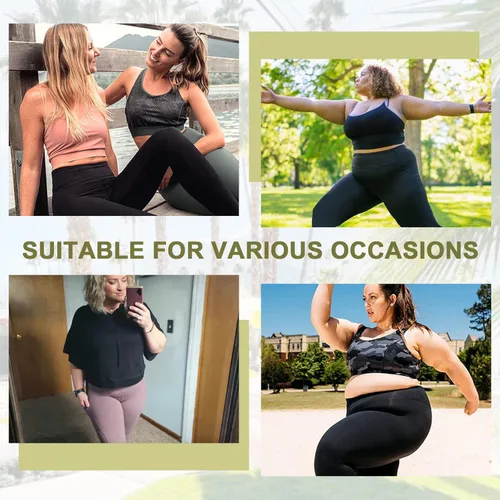 Vista 5 de HIGHDAYS 3 Pack Plus Size Capri Leggings with Pockets for Women- High Waist 3X-Large-4X Workout Yoga Pants