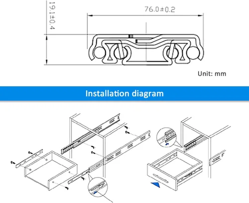 Vista 9 de 76 corredores de cajón industriales de ancho superpesado, extensión completa con rodamiento de bolas modificado para cajón de coche con cerradura