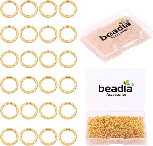 Vista 7 de BEADIA Anillos de salto chapados en oro de 14 quilates sin decoloración de 3 mm, 1200 piezas para hacer joyas