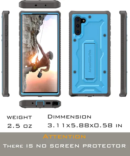 Vista 3 de ArmadilloTek Vanguard - Funda diseñada para Samsung Galaxy Note 10 (versión 2019) de grado militar, cuerpo completo, resistente, con soporte sin