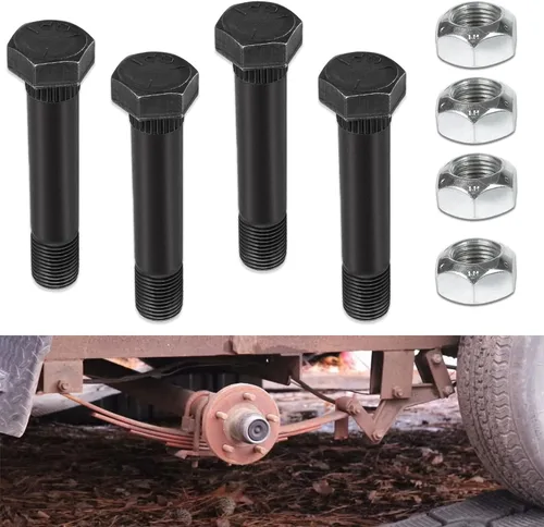 Paquete de 4 pernos de grillete de resorte de hoja de remolque de 9/16 pulgadas -18 x 3-1/2 pulgadas de largo con tuercas de bloqueo, apto para