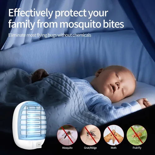 Vista 4 de Exterminador de insectos volador para interiores, asesino electrónico de insectos, trampa para mosquitos con luces azules para sala de estar, hogar