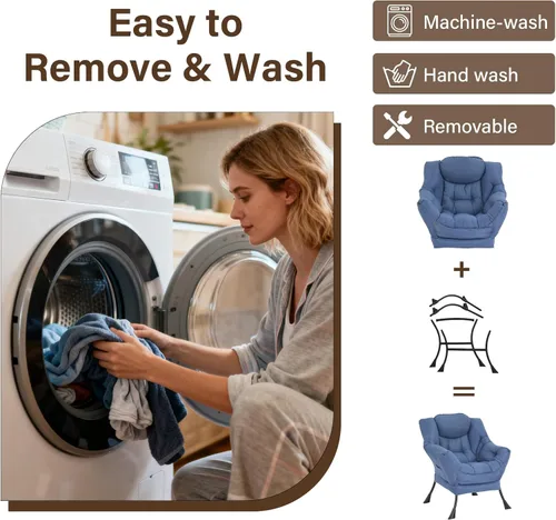 Vista 228 de Welnow Silla Lazy con otomana, moderna silla de descanso con reposabrazos y un bolsillo lateral, sillón para sofá de ocio, sillón de lectura