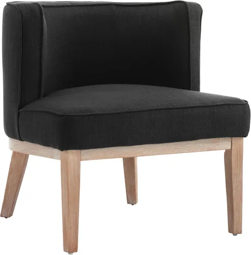 Vista 6 de Sillas decorativas de barril, sillas decorativas de lino, sillas laterales modernas tapizadas para sofá individual con patas de madera, cómodas