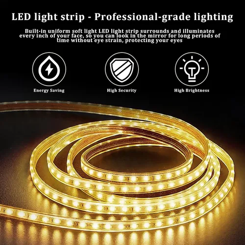 Vista 7 de Espejo de baño LED con luces, espejos de pared de 36 x 24 pulgadas con antiempañamiento, regulable, retroiluminado + luz frontal, 3 modos