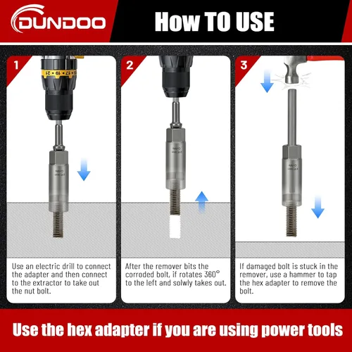 Vista 4 de Kit extractor de pernos de 16 piezas, juego extractor de pernos despojados, juego de extracción fácil largo y profundo, herramienta de llave de tubo