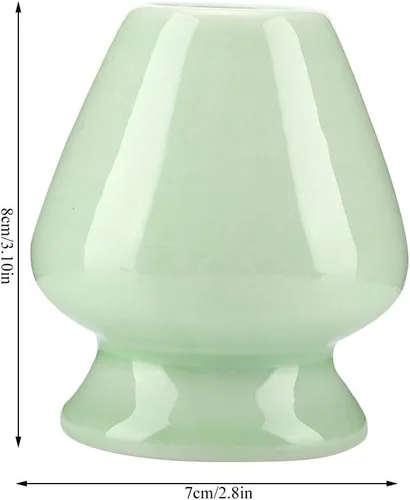 Vista 6 de Maxmartt Chasen - Soporte de cerámica para batidor de matcha de bambú, 1 unidad, accesorios de juego de té (verde)