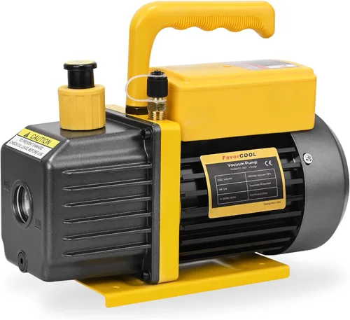 Vista 4 de Bomba de vacío de 3.6 CFM, bomba de vacío de aire HVAC de paleta giratoria de una etapa de 110 V, 1/4 HP, recarga de refrigerante de CA