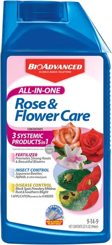 BioAdvanced Fertilizante todo en uno para el cuidado de rosas y flores, concentrado, 32 onzas
