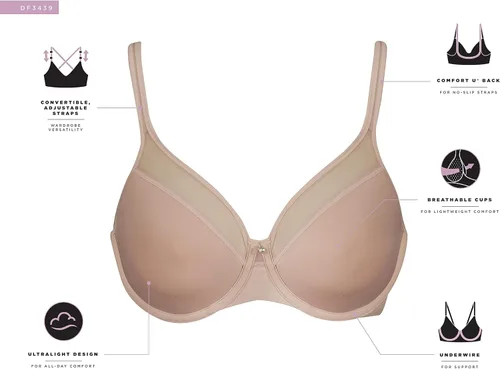 Vista 4 de Bali Camiseta ligera One Smooth U Ultra Light para mujer, brasier convertible