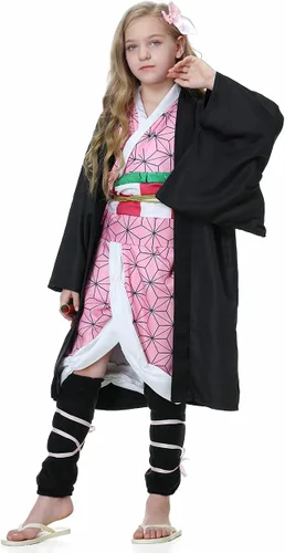 Vista 6 de Disfraz de anime para cosplay de Tanjirou para disfraz de Halloween, quimono para niños, niñas y mujeres