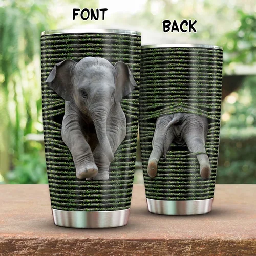 Vista 4 de TERAVEX Vaso de elefante 3D con tapa de 20 onzas, regalo ideal para los amantes de los elefantes