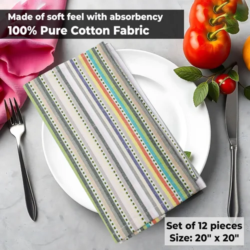 Vista 7 de Urban Villa - Juego de 12 servilletas de tela de 50 x 50 centímetros 100% algodón, servilletas lavables, duraderas, reutilizables y absorbentes