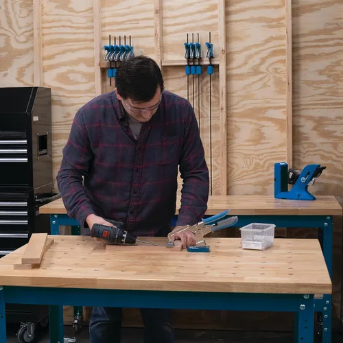 Vista 7 de Kreg Tapa de banco de madera dura de 24" x 32" con agujeros para perros