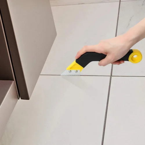 Vista 6 de Coitak Sierra de lechada para azulejos Sierra de lechada en ángulo con 3 piezas de repuesto de cuchillas adicionales, herramienta de extracción