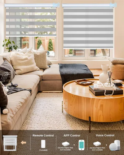 Vista 9 de Persianas motorizadas de cebra para ventanas, persianas inteligentes con control remoto, filtrado de luz, compatibles con Alexa Google Home