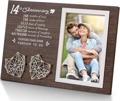 Yakucho Regalos de boda para parejas - Marco de clip para fotos de 14 aniversario