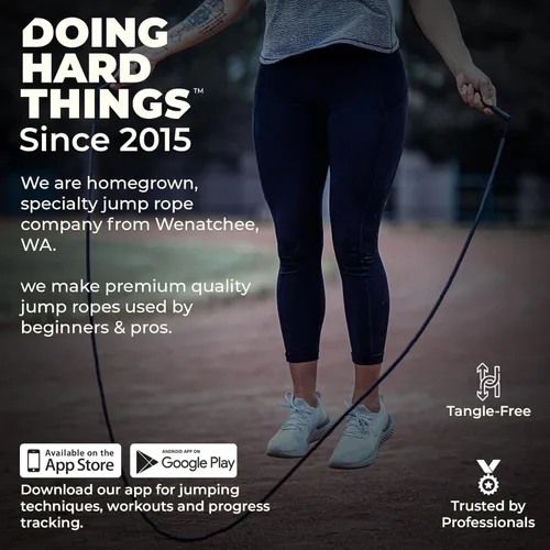 Vista 4 de Elite Jumps - Cuerda de saltar con cuentas de 1 pulgada de Do Hard Things Cuerda de saltar cruzada para tu equipo de ejercicio Cuerda de saltar