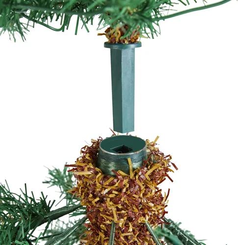 Vista 9 de Yaheetech Árbol de Navidad delgado preiluminado de 6 pies con 175 luces cálidas, árbol de Navidad artificial para decoración navideña con 442 puntas