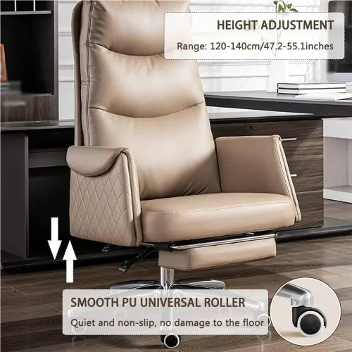 Vista 6 de White Executive Office Chair with Lumbar Support,Ergonomic Recliner Computer Desk Chair with Adjustable Backrest,Swivel Heavy Duty Gaming Chair for