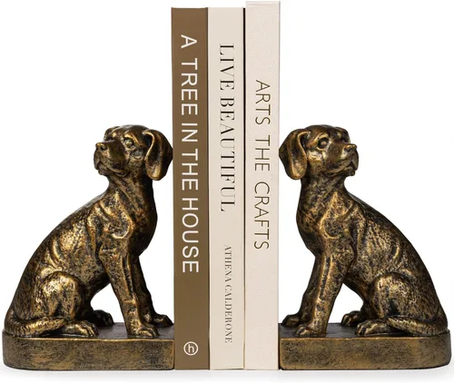 Sujetalibros decorativos para estantes, sujetalibros con forma de perro para libros pesados, estatuas de labrador retriever como sujetalibros para