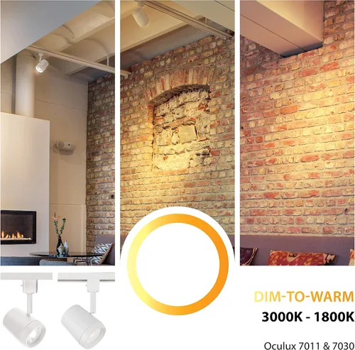 Vista 3 de WAC Lighting L-7011-WD-WT Oculux 7011 - Lámpara LED de cabeza de riel de luz regulable a caliente, color blanco
