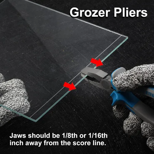 Vista 5 de SPEEDWOX Juego de 2 alicates para correr de vidrio y romper alicates Grozer, 2 piezas con 2 pares de puntas de goma, alicates profesionales