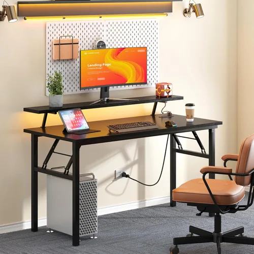 Vista 183 de DlandHome Escritorio plegable pequeño de 31.5 pulgadas, escritorio de computadora para oficina en casa, mesa plegable para espacios pequeños,