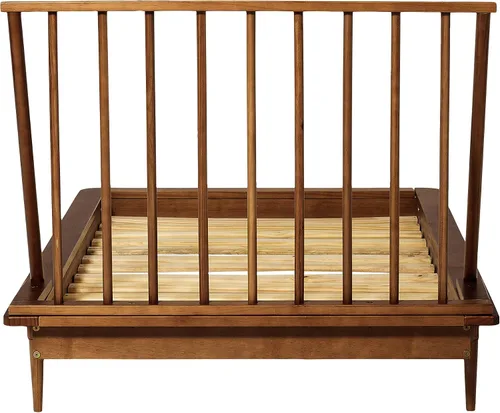 Vista 11 de Walker Edison Moderna plataforma de madera maciza de mediados de siglo, cabecero de cama, estribo, marco de cama, dormitorio, individual, caramelo