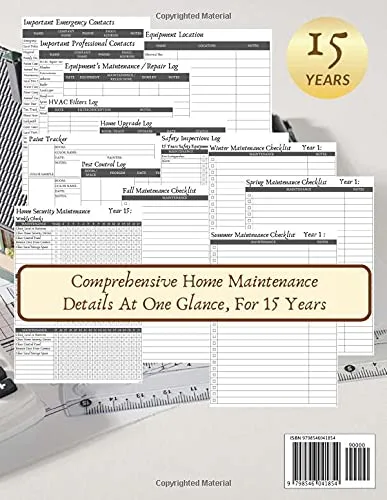 Vista 2 de 15 Years Home Maintenance Log Book And Planner Home Maintenance Organizer, Homeowners Journal, Monthly & Seasonal Checklists Calendar For Equipment