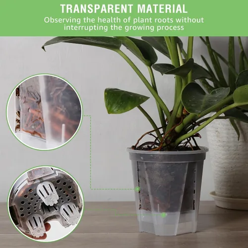 Vista 11 de GREENPARA - Maceta transparente de riego automático de 5 pulgadas, maceta con depósito