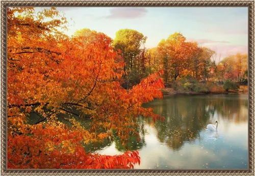 Amanti Art Framed Canvas Wall Art 16x23 Autumn Splendor by Jessica Jenney, Framed Wall Art Canvas, Landscapes Artwork, Traditional Decor, Medium