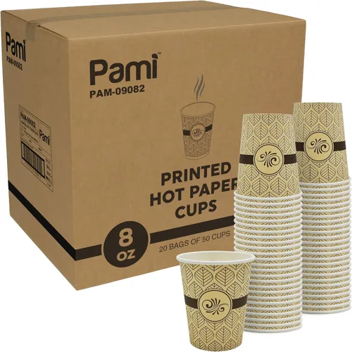 Vista 11 de PAMI Vasos de papel para café caliente de 8 onzas, [Paquete de 50], desechables, para llevar para bebidas calientes, vasos de papel de un solo uso