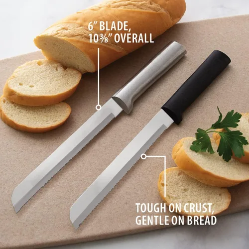 Vista 3 de Rada Cuchillo de pan para cubiertos con hoja dentada con resina de acero inoxidable, fabricado en los Estados Unidos, paquete de 1, mango negro