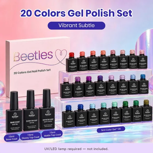 Vista 3 de Beetles - Kit de esmalte de uñas de gel con luz UV, 20 colores, juego de 31 A-Colorido Dreamscape