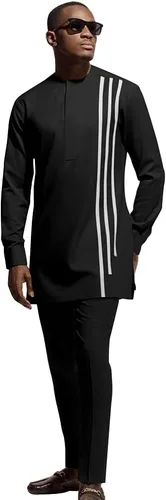 Vista 9 de SEA&ALP Trajes africanos para hombre Dashiki de 2 piezas Blanco