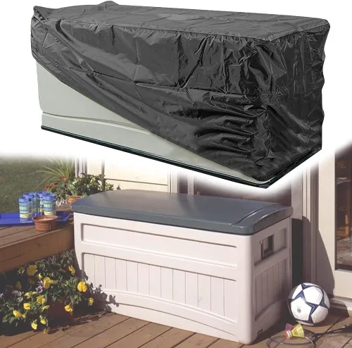 Vista 6 de Cubierta para caja de cubierta impermeable resistente al agua, cubierta otomana para patio, protección para todo tipo de clima, cubierta rectangular