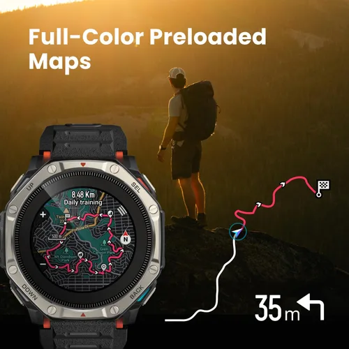 Vista 6 de Amazfit T-Rex Dual Solar Smart Watch, 2.008 in, AMOLED, mapas fuera