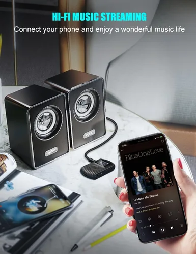 Vista 5 de COMSOON Receptor Bluetooth con pantalla LCD, adaptador AUX Bluetooth 5.0 portátil de 0.138 in para coche/estéreo doméstico/altavoz/auriculares