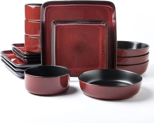 Vista 25 de ARORA SKUGGA Juego de vajilla redonda de cerámica de 16 piezas de 4, platos, platos pequeños, cuencos y tazas - Negro mate (472979)